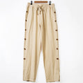 Buddha Stones Solid Color Side Buttons Men's Cotton Pants With Pockets