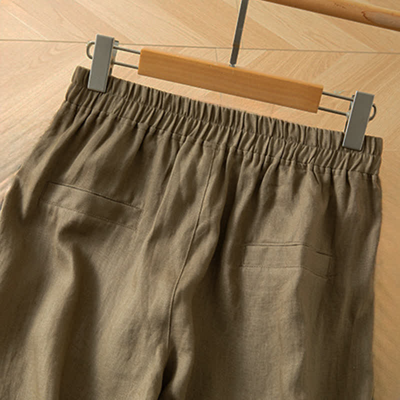 Buddha Stones Women's Spring High Elastic Waist Wide Leg Long Pants With Side Pockets