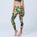 Buddha Stones Red Flowers Yellow-green Bamboo Pine Trees Print Gym Leggings Women's Yoga Pants