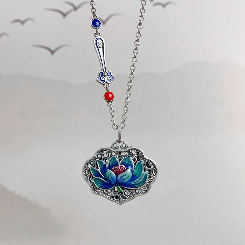 Buddha Stones Lotus Auspicious Cloud New Beginning Necklace Pendant Ring (Extra 30% Off | USE CODE: FS30)
