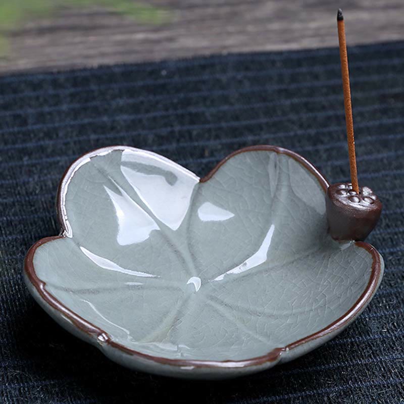 Buddha Stones Lotus Plum Blossom Square Ceramic Spiritual Backflow Incense Burner