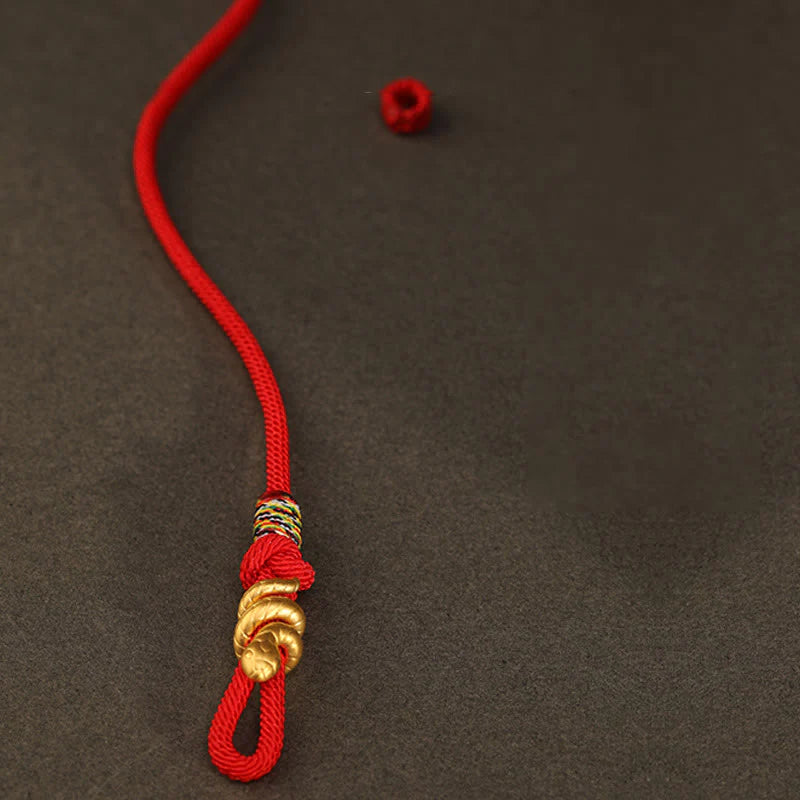 Buddha Stones 999 Gold Year of the Snake Design Handmade Luck Protection Rope Braided Bracelet (Extra 30% Off | USE CODE: FS30)
