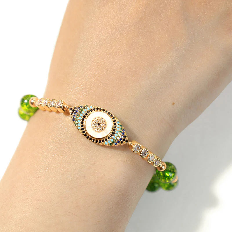 Buddha Stones May Light and Protection Be With You Peridot Bracelet Includes Gift Message Card