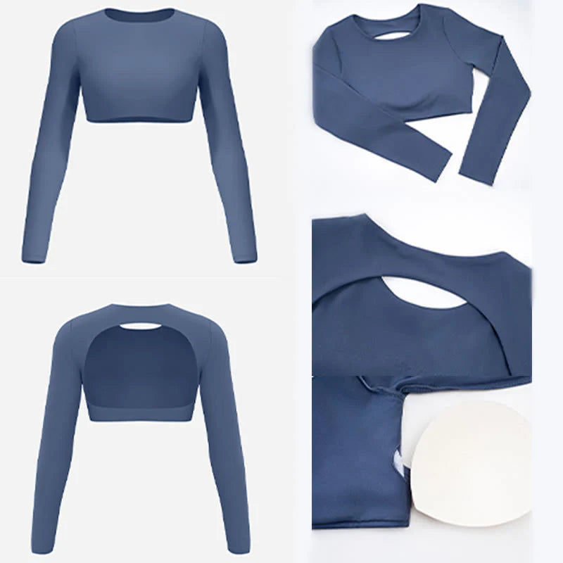 Buddha Stones Long Sleeve Backless Bra Sports Fitness Yoga Women's Tank Top