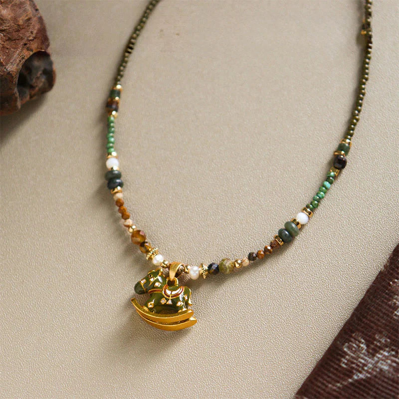 Buddha Stones Year Of The Horse Copper Tiger Eye Various Beads Balance Necklace Pendants