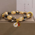 FREE Today: Auspicious and Blessing Black Gold Liuli Glass Bead Attracts Wealth Peace Buckle Bracelet
