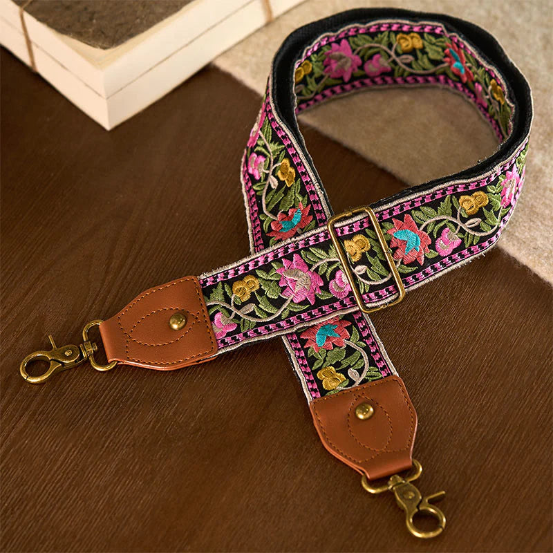 Buddha Stones Bohemian Flower Vine Geometric Embroidery Adjustable Handbags Crossbody Shoulder Bag Purse Straps Replacement