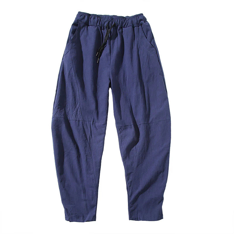 Buddha Stones Casual Men's Solid Color Cotton Drawstring Pants With Pockets