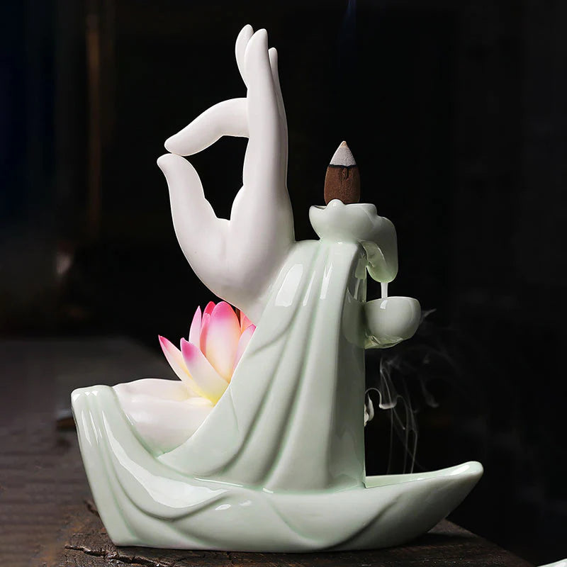 Buddha StonesTibetan Lotus Blessing Incense Burner Decoration (Extra 30% Off | USE CODE: FS30)