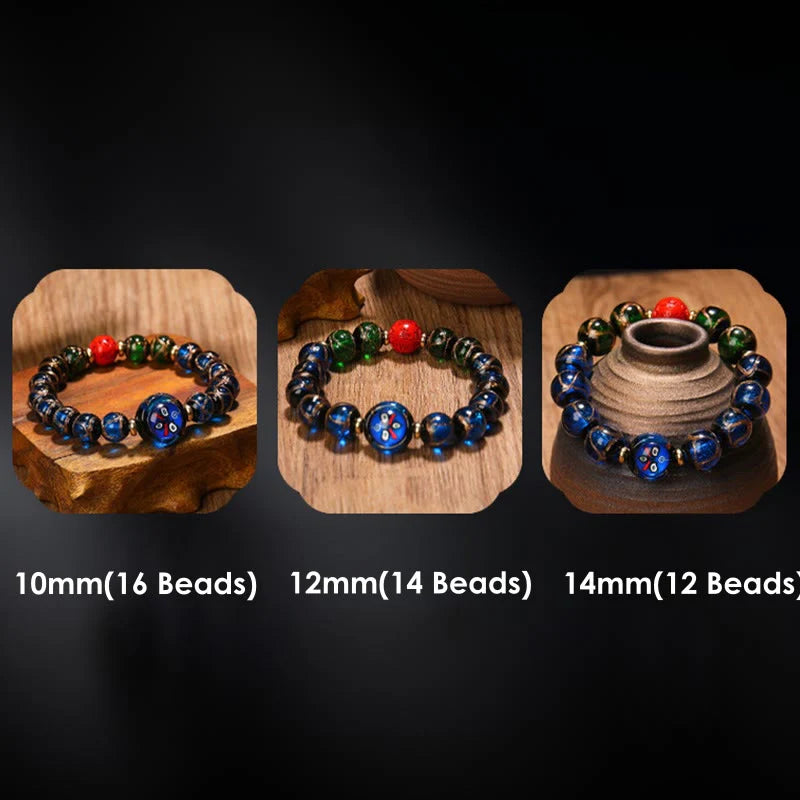 Buddha Stones Tibetan Five God of Wealth Thangka Liuli Glass Bead Chinese Zodiac Protection Bracelet (Extra 35% Off | USE CODE: FS35)