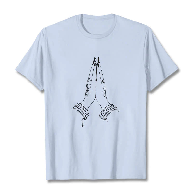 Buddha Stones Put Hands Together Prayer Design Tee T-shirt