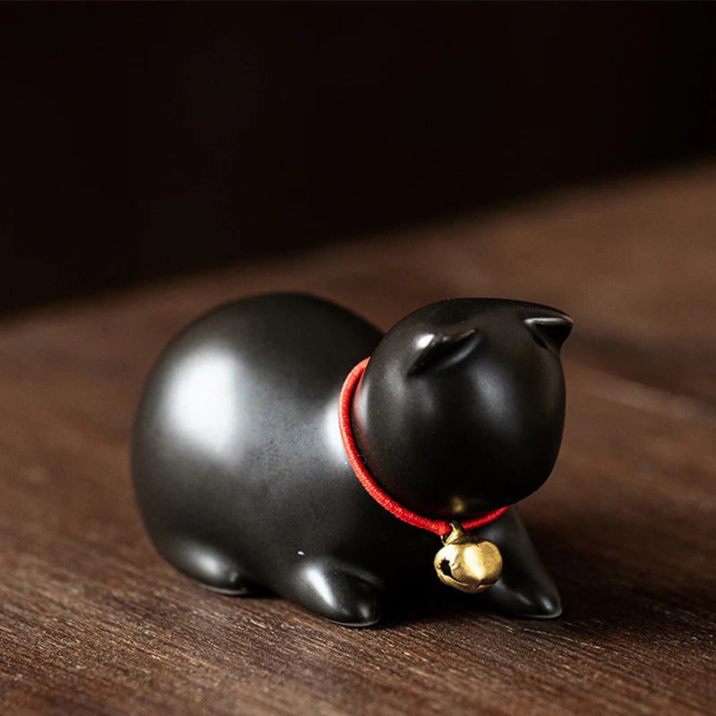 Buddha Stones Mini Small Cute Cat Tea Pet Ceramic Home Desk Figurine Decoration