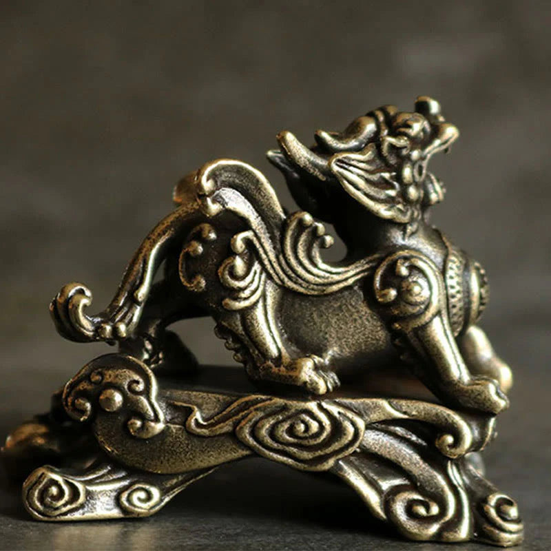 Buddha Stones Handmade FengShui PiXiu Copper Wealth Luck Decoration