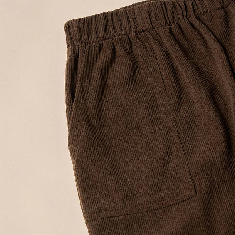 Buddha Stones Women's Commute Pure Color Corduroy Pants With Pockets
