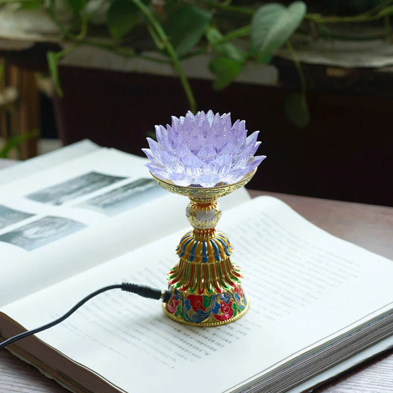 Buddha Stones Lotus Liuli Glass Eight Auspicious Symbols Base Enlightenment Home Decoration
