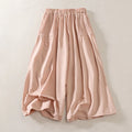 Buddha Stones Summer Pleated Design Elastic Waistband Cropped Women's Wide Leg Pants With Pockets