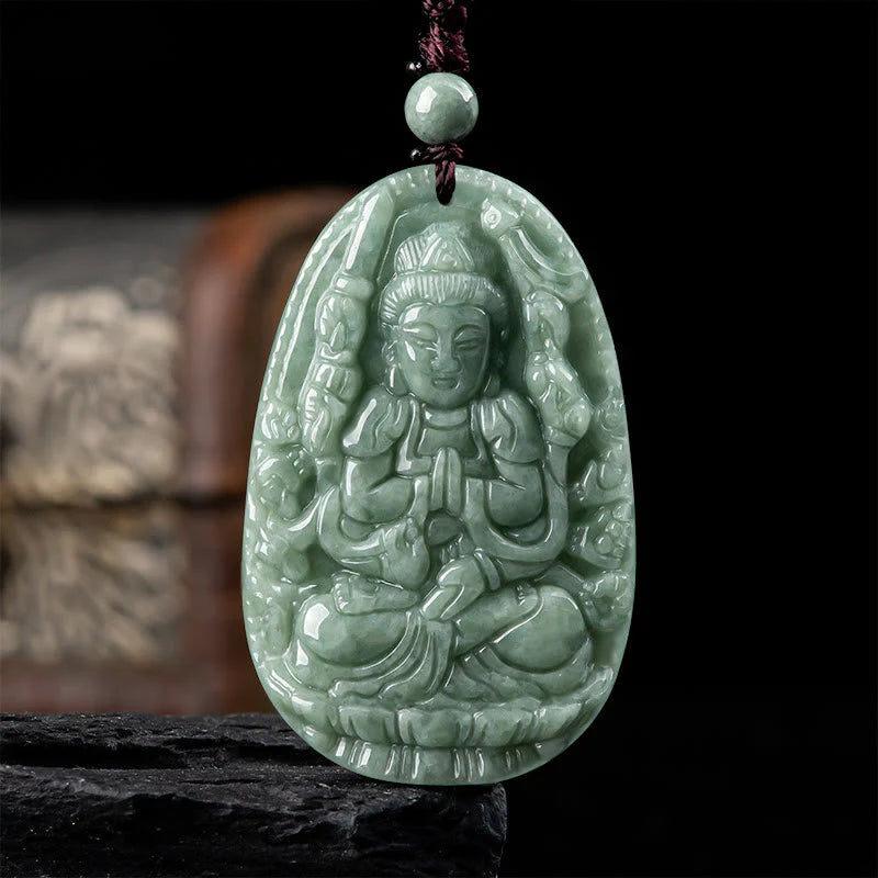 Buddha Stones Chinese Zodiac Natal Buddha Natural Jade Wealth Prosperity Necklace Pendant (Extra 30% Off | USE CODE: FS30)
