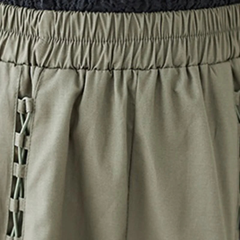 Buddha Stones Summer Casual Pure Color Pleated Design Women's Cotton Skirt