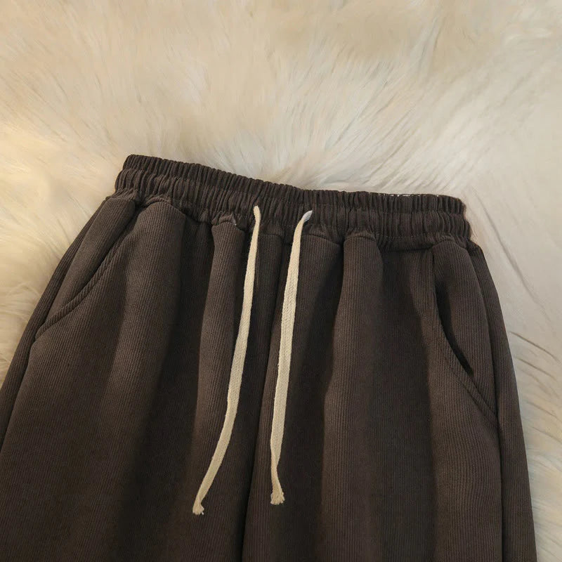 Buddha Stones Women's Patchwork Cotton Corduroy Fleece-Lined Wide Leg Pants With Pockets