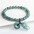 Buddha Stones Blue Jade Peace Buckle Lucky Cat Prosperity Bracelet