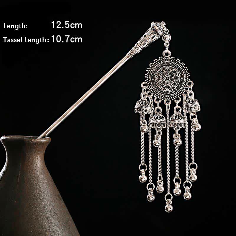 Buddha Stones Water Drop Lily of the Valley Flowers Tassels Confidence Hairpin
