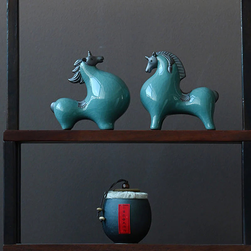 Buddha Stones Head Down Up Horse Ceramic Success Freedom Home Decoration