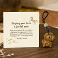 Buddha Stones Hoping You Have a Joyful Year Year of the Horse Rainbow Eucalyptus Small Leaf Red Sandalwood Key Chain Includes Gift Message Card