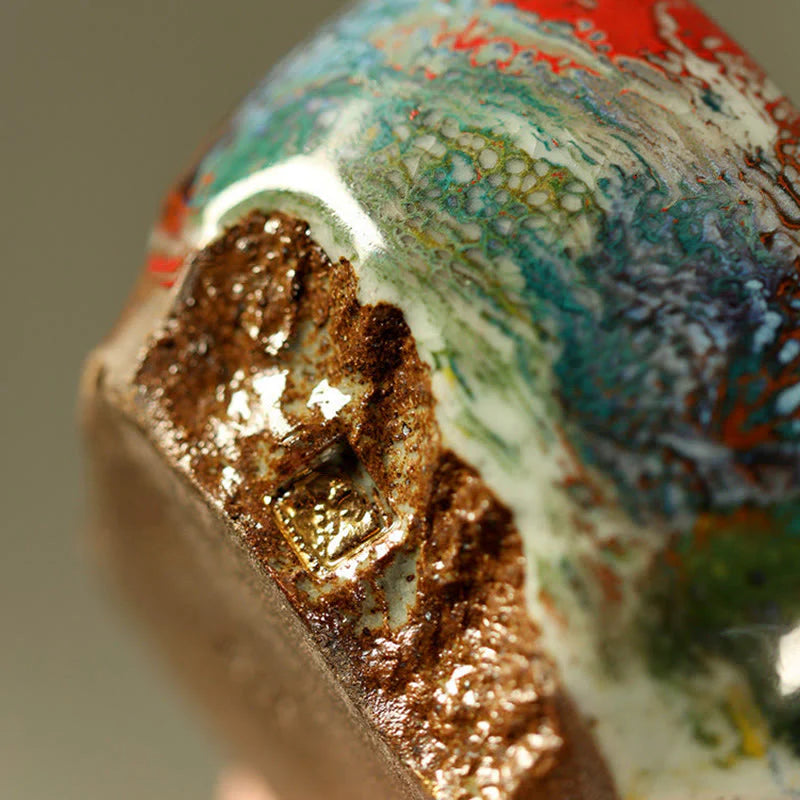Buddha Stones Hand-painted Dunhuang Meditating Buddha Shino Ceramic Teacup Kung Fu Tea Cup