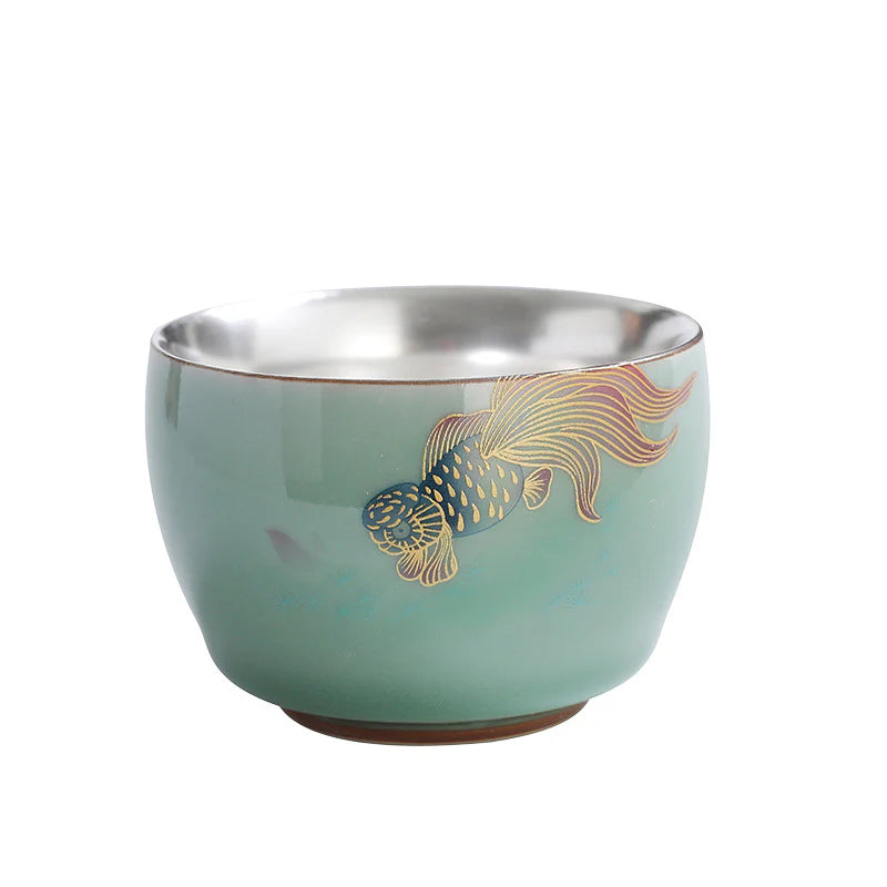 Buddha Stones Butterfly Goldfish Lotus Koi Fish Ceramic Teacup Kung Fu Tea Cup 120ml (Extra 35% Off | USE CODE: FS35)