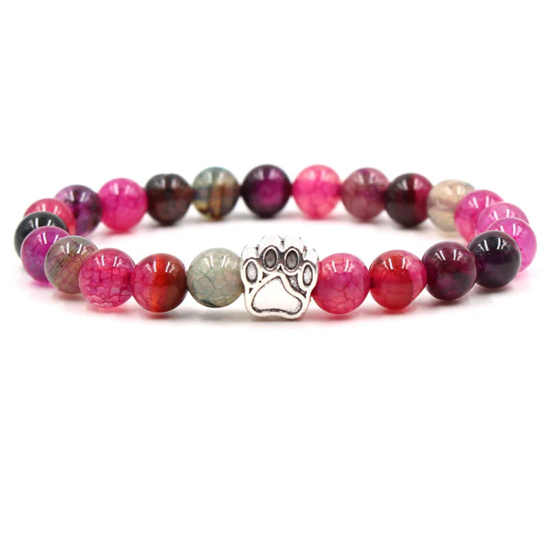 Indian Agate Green Agate Dog Paw Positive Calm Bracelet