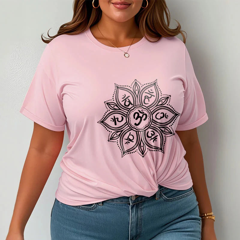 Buddha Stones Mandala Flower Om Mani Padme Hum Mantra Tee T-shirt