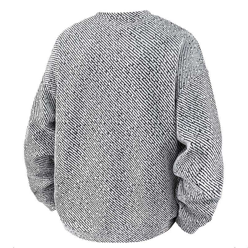 Buddha Stones Fall Crew Neck Stripes Button Men's Sweatshirt Pullover