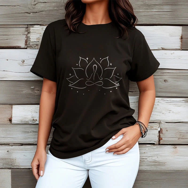 Buddha Stones Lotus Flower Meditative Yoga Pose Design Tee T-shirt