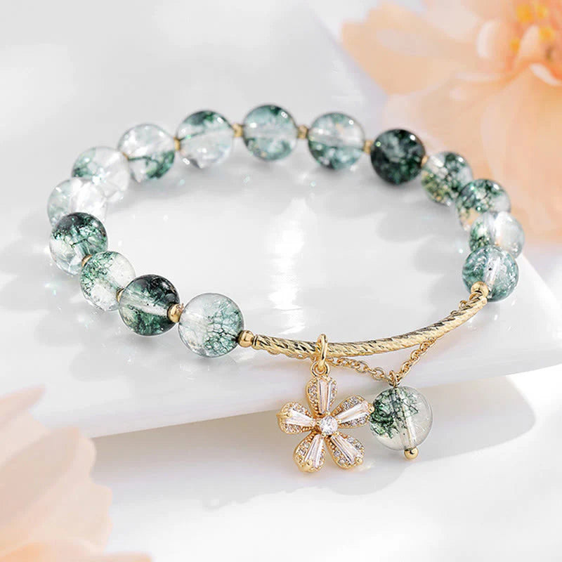Buddha Stones Green Phantom Crystal Confidence Charm Bracelet