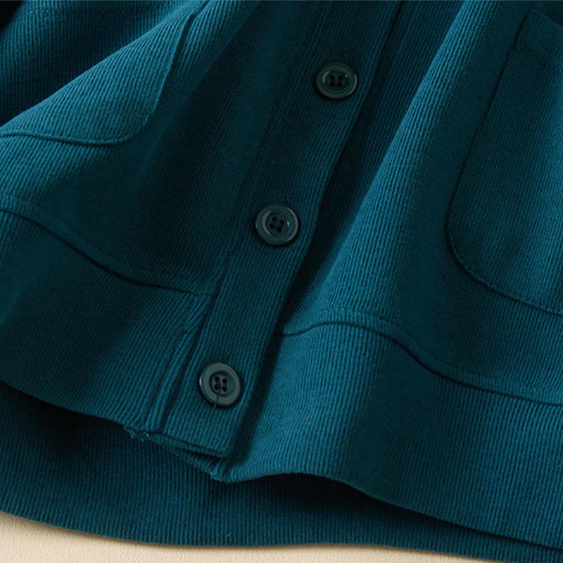Buddha Stones Plain Buttons Women's Cotton Hooded Jacket With Pockets