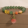 Buddha Stones Natural Green Strawberry Quartz Love Peach Charm Bracelet