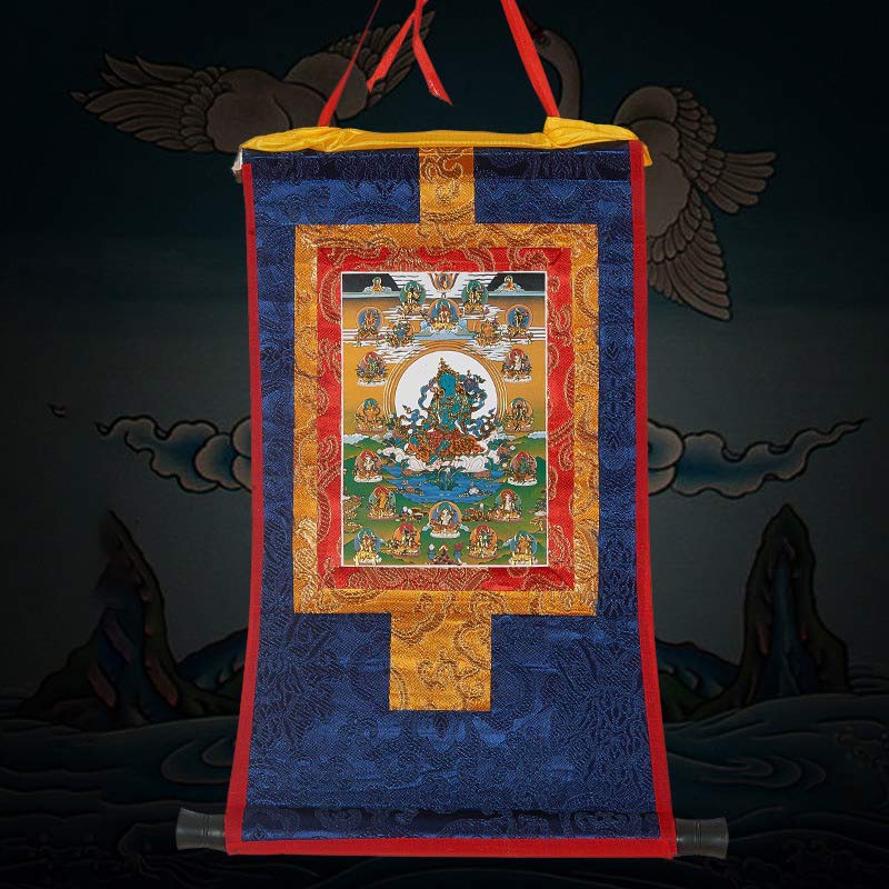 Buddha Stones Tibetan Framed Thangka Blessing Protection Decoration (Extra 30% Off | USE CODE: FS30)