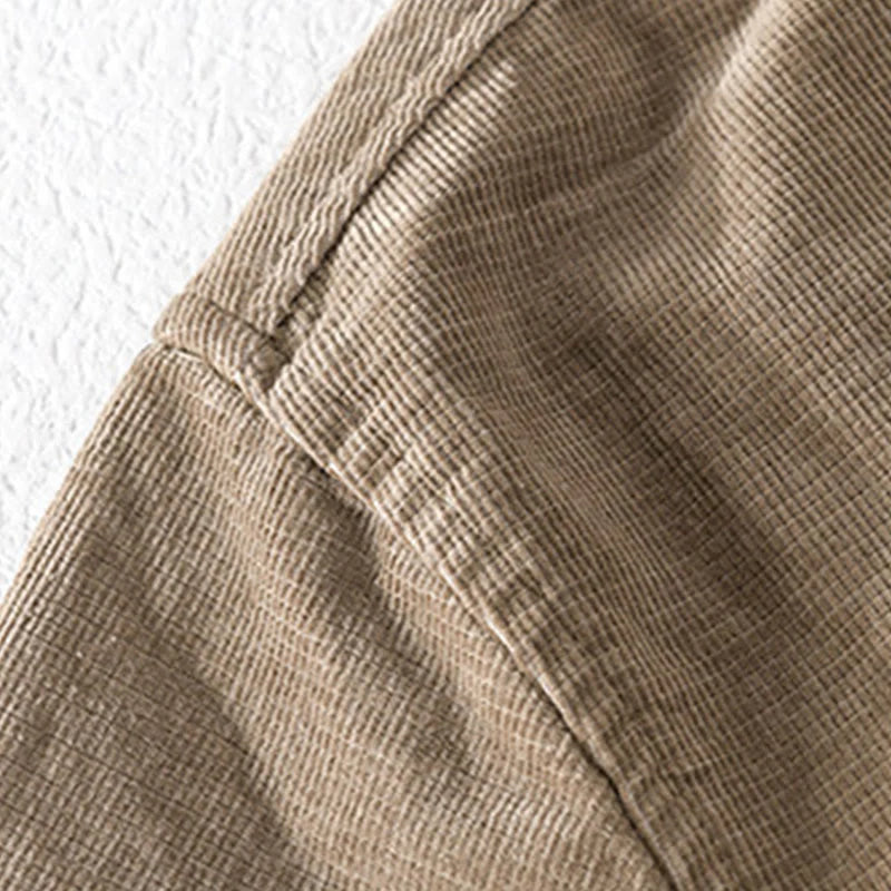 Buddha Stones Casual Corduroy Solid Color Men's Long Sleeve Cotton Thickened Jacket With Pockets