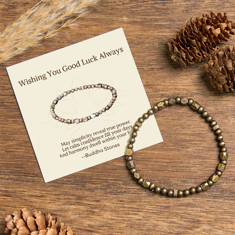 Buddha Stones Wishing You Balance and Strength Brass Beads Bracelet Includes Gift Message Card