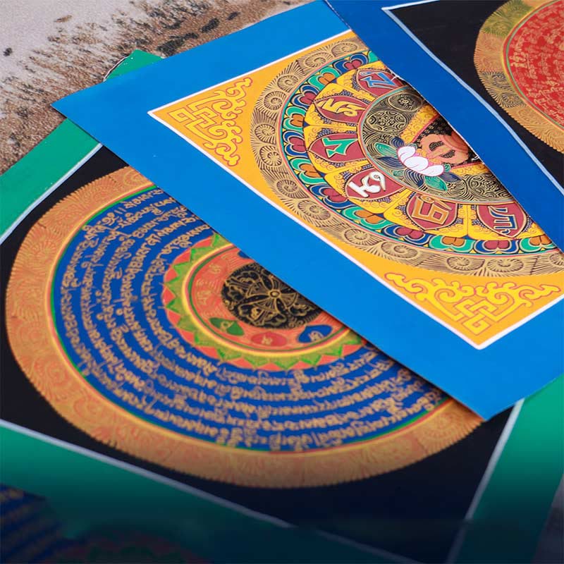Buddha Stones Tibetan Handmade Thangka Painting Blessing Thangka Blind Box Random Color Pattern