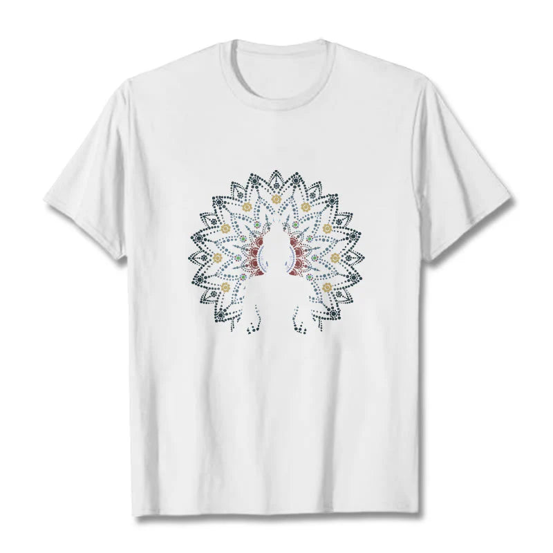 Buddha Stones Mandala Flower Seated Serene Buddha Pattern Tee T-shirt