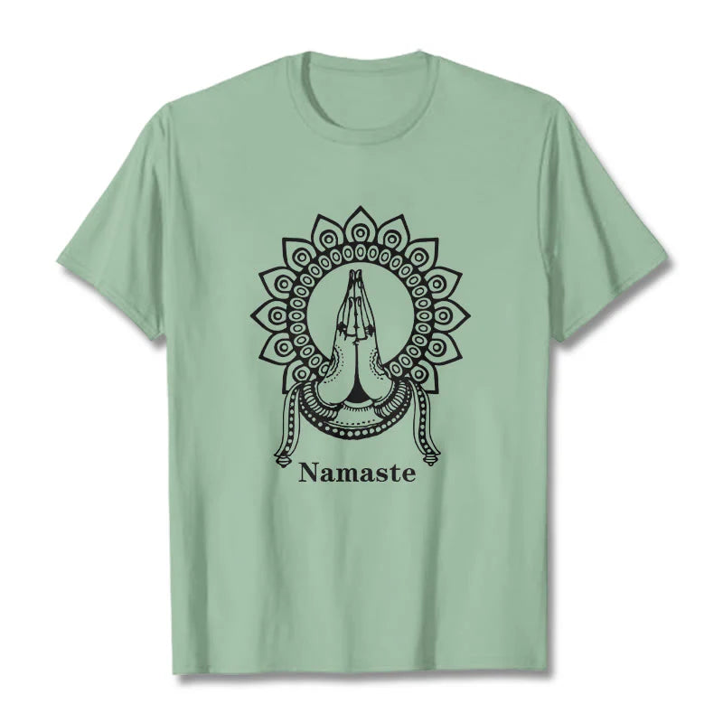 Buddha Stones Namaste Gesture Mandala Pattern Tee T-shirt