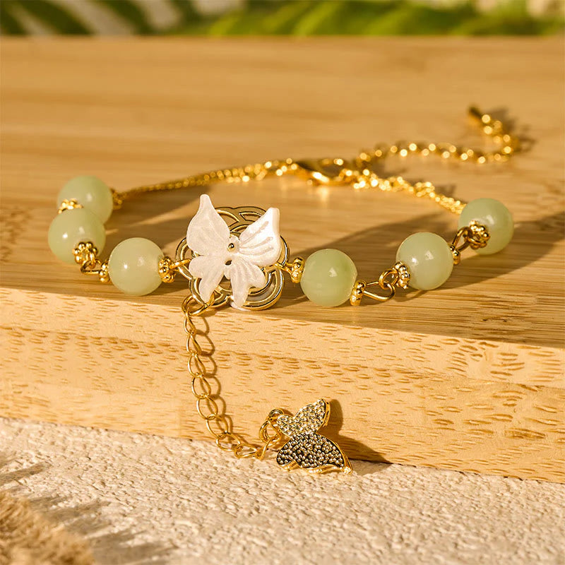 Buddha Stones Liuli Glass Bead Butterfly Blessing Love Bracelet