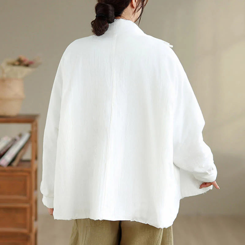 Buddha Stones Women's Winter Chinese Frog-Button Long Sleeve Cotton Thicken Jacket With Pockets