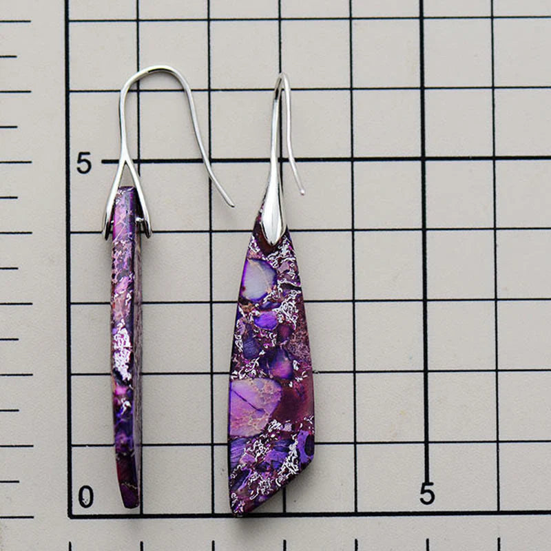 Buddha Stones Natural Emperor Stone Geometric Crystal Anti-Stress Earrings