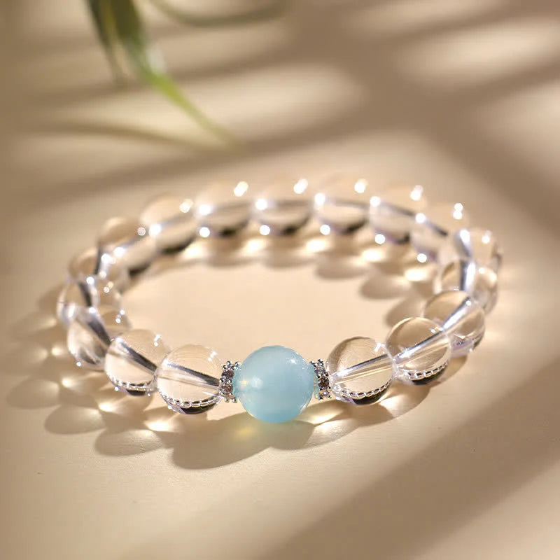 Buddha Stones Clear Quartz Aquamarine Healing Bracelet