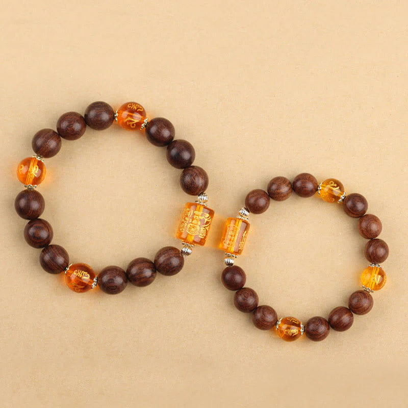 Buddha Stones Natural Phoebe Zhennan Wood Om Mani Padme Hum God Of Wealth Crystal Protection Bracelet (Extra 40% Off | USE CODE: FS40)