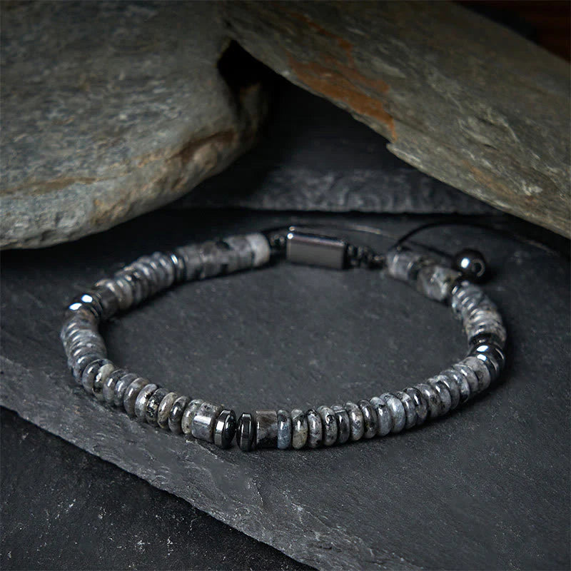 Buddha Stones Small Black Obsidian Green Aventurine Grey Jasper Tiger Eye Strength Rope Bracelet
