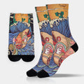 Buddha Stones Casual Vivid Fish Flowing Waves Micro Crew Men Women Unisex Socks
