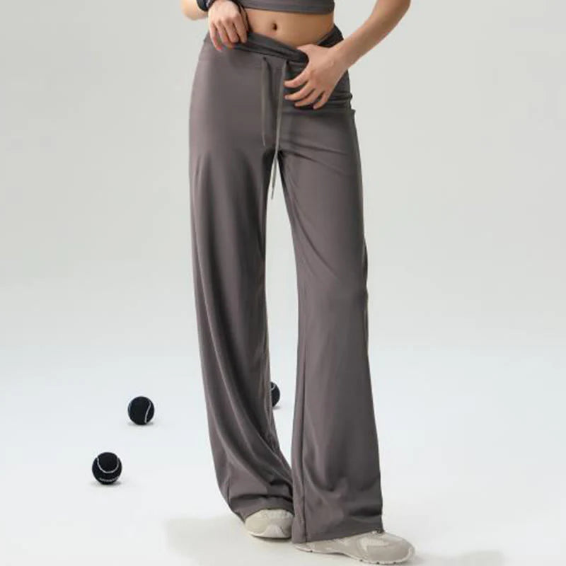Buddha Stones Casual Drawstring Yoga Sports Gym Elastic Waist Women's Wide Leg Pants
